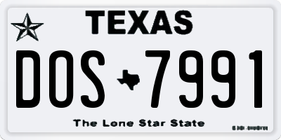 TX license plate DOS7991