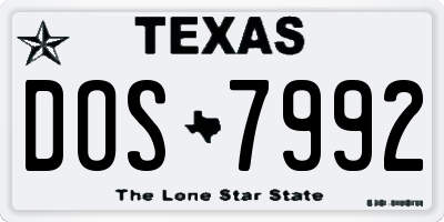 TX license plate DOS7992