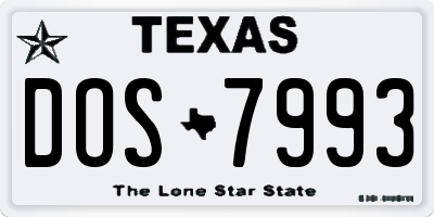 TX license plate DOS7993