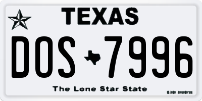 TX license plate DOS7996