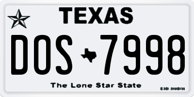 TX license plate DOS7998