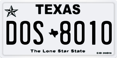 TX license plate DOS8010