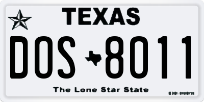 TX license plate DOS8011
