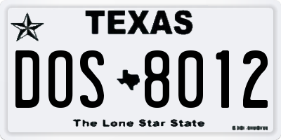 TX license plate DOS8012
