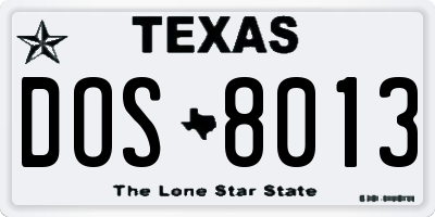 TX license plate DOS8013