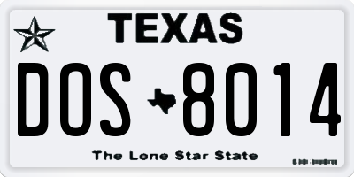 TX license plate DOS8014