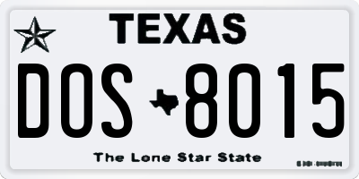 TX license plate DOS8015