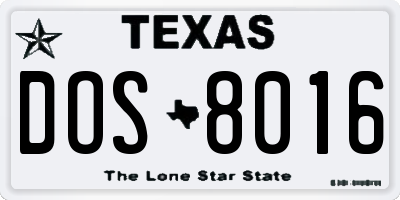 TX license plate DOS8016
