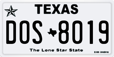 TX license plate DOS8019