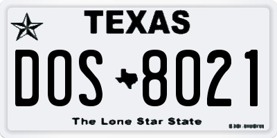 TX license plate DOS8021