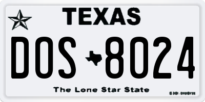 TX license plate DOS8024