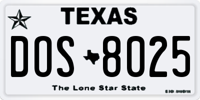 TX license plate DOS8025