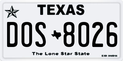 TX license plate DOS8026