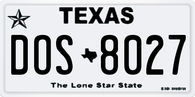 TX license plate DOS8027