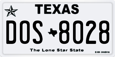 TX license plate DOS8028