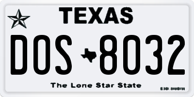 TX license plate DOS8032