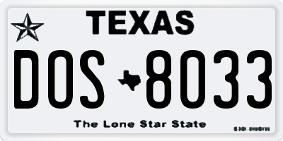 TX license plate DOS8033