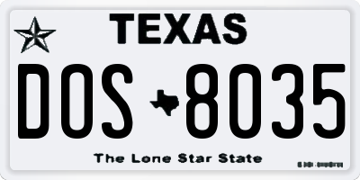 TX license plate DOS8035