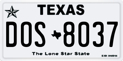 TX license plate DOS8037