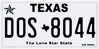 TX license plate DOS8044