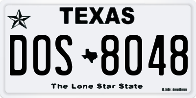TX license plate DOS8048