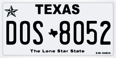 TX license plate DOS8052