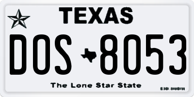 TX license plate DOS8053