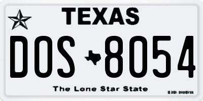 TX license plate DOS8054