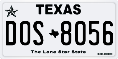 TX license plate DOS8056