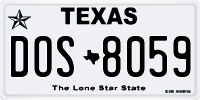 TX license plate DOS8059