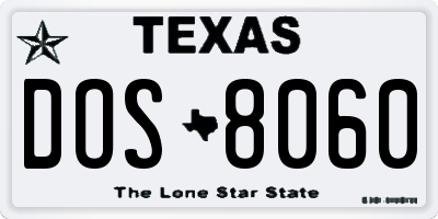 TX license plate DOS8060