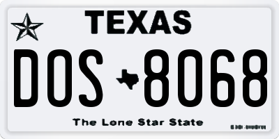 TX license plate DOS8068