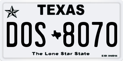 TX license plate DOS8070