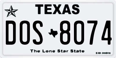 TX license plate DOS8074