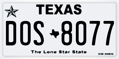 TX license plate DOS8077