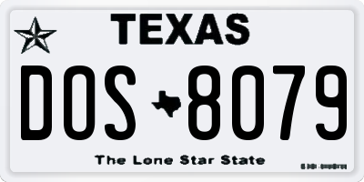 TX license plate DOS8079