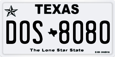 TX license plate DOS8080
