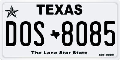 TX license plate DOS8085