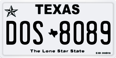 TX license plate DOS8089