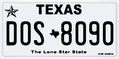 TX license plate DOS8090