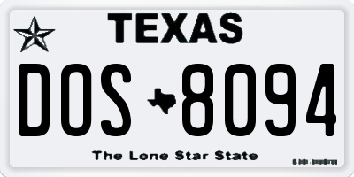 TX license plate DOS8094