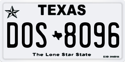 TX license plate DOS8096
