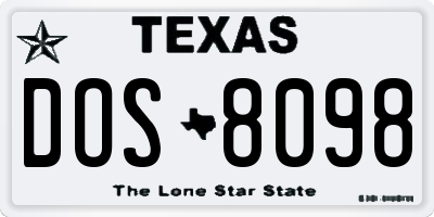 TX license plate DOS8098
