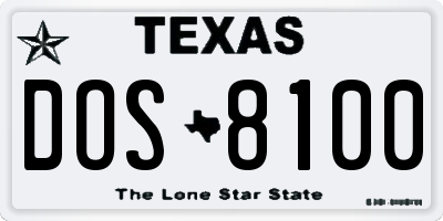 TX license plate DOS8100