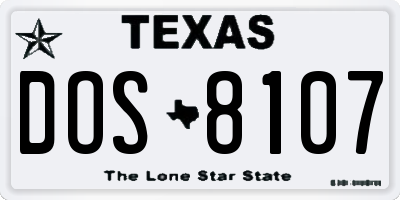 TX license plate DOS8107