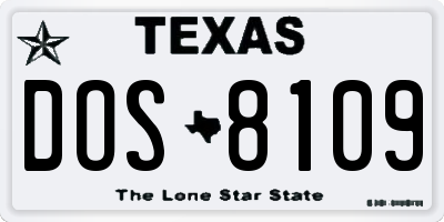 TX license plate DOS8109