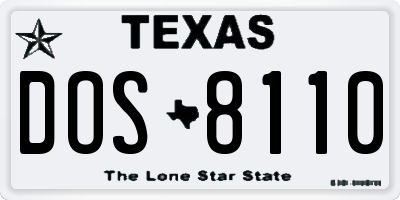 TX license plate DOS8110