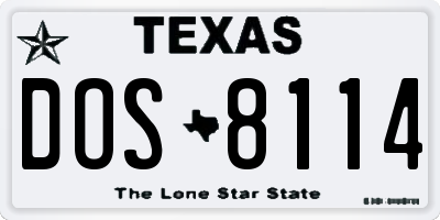 TX license plate DOS8114