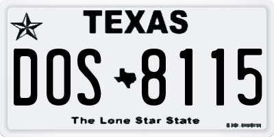 TX license plate DOS8115