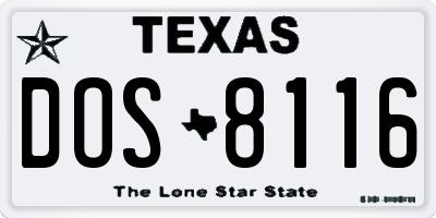 TX license plate DOS8116